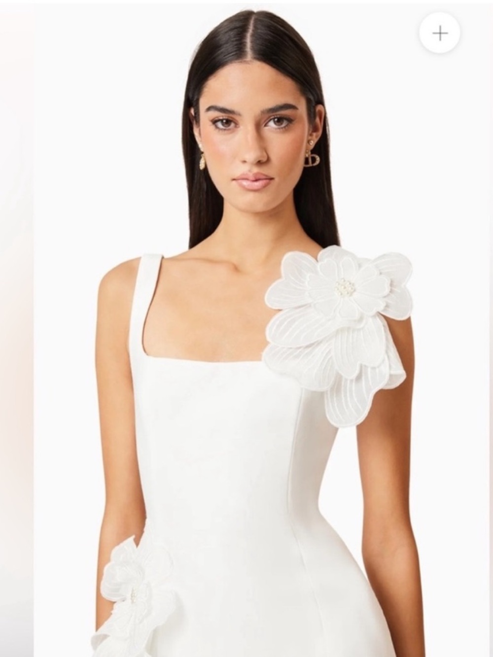 elliatt janelle white 3d oversized floral flower long sash mini dress size small - Picture 5 of 13